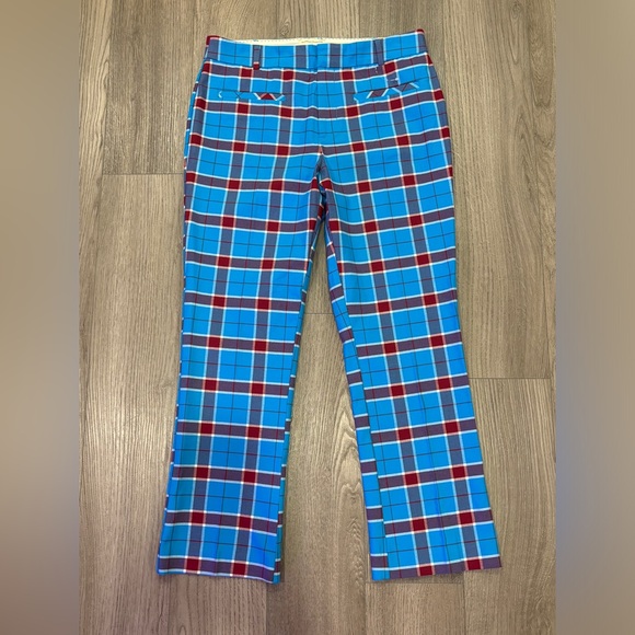 SOLD- Anthropologie Size 8 Pants The Essentials Slim Kick Flare Jeans Red Blue - Picture 3 of 16